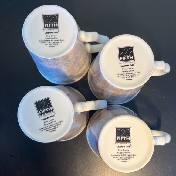 Set of 4 222 Fifth LAVENDER FIELD Fine Porcelain Cups Mugs - Picture 8 of 10